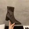 Botines de Tacón Grueso Apuntados Chuyuji Estilo Francés Calzado de Mujer Otoño Invierno 2026 Botas Martin Marrones Botines Cortos Ajustados