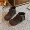 Botines Cortos de Borlas Estilo Coreano para Niñas, Nuevos Modelos Otoño e Invierno, Cómodos Zapatos de Princesa para Bebés Pequeños con Suela Suave, Botas tipo Martin para Niñas