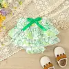 Roupas infantis Dia de São Patrício 2024 primavera e verão novo macacão de bebê menina com estampa de trevo e short de manga curta