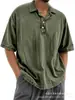 2026 Site Independente da Amazon Transfronteiriço Camisa Polo Casual Versátil de Manga Curta com Botões 100% Algodão para Homens