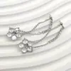 Pendientes Colgantes con Borla de Cuentas Redondas Flor de Diamante Blanco para Mujer Lujo Ligero Diseño de Nicho Alta Moda Nuevo Estilo Personalidad Versátil de Moda