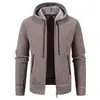 Cardigan de Punto con Capucha y Cremallera a Cuadros para Hombre Otoño Invierno Sudadera Gruesa con Forro de Terciopelo Múltiples Colores en Stock Venta al por Mayor