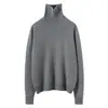 Suéter de Tricô de Caxemira Espesso Feminino, Gola Alta Simples, Cor Sólida, Estilo Coreano para Outono e Inverno, Manga Longa, Solto, Casual