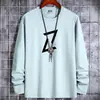 Camiseta de Manga Larga para Hombre 2023 Nueva Ropa para Hombre Primavera y Otoño Cuello Redondo Algodón Puro Camisa Básica de Estudiante Ropa de Otoño Top