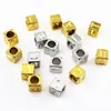 En stock acero inoxidable dorado 7 mm orificio pasante cuadrado accesorios de letras cuentas de letras perforadas colgante collar DIY joyería