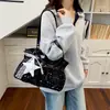 Bolso tote de alta costura de estilo coreano de moda con estampado de estrellas y pliegues de nube para mujer, elegante bolso de hombro de gran capacidad para ir al trabajo