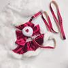 Fugui Satin Rouge Cuerda de Tracción para Mascotas Gato y Perro Universal Vestido de Princesa de Hadas Primavera Otoño Invierno Deslizante Gato y Perro Chaleco Pechera