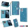 Adequado para Iphone12Mini Gravação a Laser Glitter Zíper Multicartão Capa para Celular Apple 12 Cordão Flip Suporte Capa de Couro