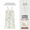 Camisola de Alcinha de Algodão com Bojo Feminina de Verão Casual Comprimento Médio para Menina Fina Confortável Roupas de Casa
