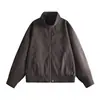 Jaqueta de couro PU estilo biker de nicho americano com ombreiras e gola alta, jaqueta unissex, peça de outer wear versátil