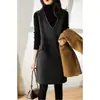 Atuendo de Moda Vestido Chaleco de Lana Brillo Bordado Cuello en V Otoño 2026 Nuevo Vestido Gris para Mujer