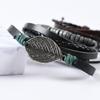 Pulsera de cuero de hoja multicapa de venta caliente transfronteriza para hombres y mujeres europeos y americanos, cuerda de PU, estilo retro callejero, joyería de estilo étnico