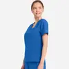 Uniforme de Enfermagem Elástico Manga Curta Conjunto de Duas Peças Feminino Roupa de Trabalho para Dentista Roupão Cirúrgico Esticável Masculino