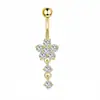 Conjunto de 6 Peças de Argola para Umbigo de Aço Inoxidável Transfronteiriça com Laço, Formato de Coração, Zircônia Totalmente Diamantada Joias para Piercing de Umbigo