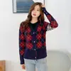 Cardigã de Tricô de Manga Comprida Novo de Outono e Inverno para Mulheres, Estilo Retrô Acolchoado com Botões, Versão Coreana, Suéter Estilo Faculdade com Decote em V, Liquidação