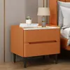 Mesita de noche de madera maciza, simple y moderna, de lujo ligero con una sensación de alta gama, adecuada para casas pequeñas, con cuero resistente a los arañazos de gato y un armario de almacenamiento con cerradura de contraseña