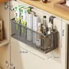 Caja de almacenamiento de film transparente para montaje en pared para cocina, estante dentro de la puerta del gabinete, cesta colgante para bolsas de basura, cesta organizadora lateral para refrigerador