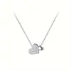 2024 Collar de Cadena para Clavícula con Colgante de Circonita Cúbica en Forma de Corazón de Amazon Doble Corazón Collar Completamente de Diamante Nicho Versátil