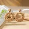 Pendientes de Aro Exagerados Únicos de Rafia, Pendientes Largos Estilo Vacaciones, Joyería Transfronteriza de Primavera, Venta al por Mayor de Pendientes