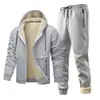 [Código Europeo Transfronterizo] Traje de Terciopelo de Cordero Chaqueta con Capucha para Hombre Traje de Deporte de Invierno Espeso de Terciopelo para Hombre Cárdigan para Hombre