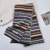 Bufanda de Moda de Diseñador Larga a Rayas de Bloques de Color para Mujer 2025 Invierno Ambiente de Moda Suave y Cálida Calentador de Cuello