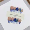 Nai Zi Uñas Portátiles Puras Hechas a Mano Modelo Nuevo Otoño e Invierno B306 Completamente Pintadas a Mano Talladas Estilo Francés Elegantes Pegatinas para Uñas de Comercio Exterior