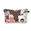 Nueva Bolsa de Maquillaje Monchichi de un Solo Lado para Niñas, Bolso de Mano Portátil de Gran Capacidad, Linda Bolsa de Almacenamiento de Escritorio al por Mayor