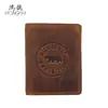 Cartera de cuero para hombre Amazon rfid Crazy Horse piel de vaca encerada con aceite cartera de hojas sueltas vertical tarjetero bancario personalización