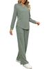 Amazon Europeo y Americano suelto simple color liso casual traje mujer otoño nuevo textura cordón ropa de casa mujer
