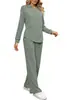 Traje Casual Holgado Simple de Color Sólido Estilo Europeo y Americano para Mujer 2026, Ropa de Casa Texturizada con Cordón para Mujer de Otoño