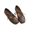 Zapatos Planos Poco Profundos Estilo Retro de Noche Mary Jane de Punta Cuadrada para Mujer 2026 Primavera y Otoño Nuevo Estilo Coreano Plegados Versátiles Zapatos de Vestir