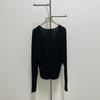 Blusa de Tricô com Decote V, Zíper Oculto e Mangas Morcego para Mulheres, Preto/Roxo Claro