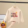 Camiseta Térmica de Forro Polar con Cuello Medio Alto para Niñas, Nuevo Estilo Otoño/Invierno 2026 Camiseta de Manga Larga para Bebés Niñas, Top Cálido