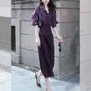 Vestido de primavera con un conjunto de temperamento capaz profesional mujer camisa morada falda sal luz madura traje de dos piezas