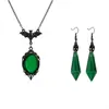 Exportación Transfronteriza Amazon Gótico Europeo y Americano Murciélago Negro Collar Vampiro Zirconia Morada Pendientes Fabricante