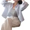 Camisa Top Rayada Chic Coreana con Protección Solar 2026 Primavera/Verano Nueva Camisa Básica de Moda Simple para Mujer