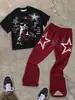 Nuevo Conjunto Deportivo Casual Hip-Hop para Hombre de Primavera, Verano y Otoño, Manga Corta, Pantalón Largo, Impresión 3D, Peso Pesado