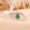Yilu Plata S925 Plata Esterlina Chapado en Oro Esmeralda Vintage Lujo Ligero Seda Deseo Calabaza Hueca Anillo Elegante Anillo de Plata