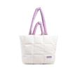 Bolso de Mujer Comercio Exterior Nuevo Bolso de Plumas Ropa de Algodón Bolso de Mujer Simple Bolsa Espacial Color Sólido Suave Cuadros Relleno Bolso de Hombro de Mano