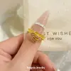 Anillo Abierto con Colgante de Trébol de Cuatro Hojas Cepillado Estilo Retro Lujo Ligero Incrustado de Diamantes, Anillo Ajustable Vintage Exquisito de Gama Alta