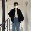 25 Nueva Chaqueta Cortavientos Negra Fresca Dulce Audaz con Solapa Correa Cremallera Manga de Farol Otoño para Mujer