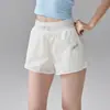 Shorts de yoga sueltos de cintura alta talla grande para mujer, diseño de dos piezas, anti-exposición, tela de secado rápido, adecuados para aeróbicos y entrenamiento