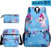 Produto Transfronteiriço 3D Novo: Mochila com Estampa de Desenho Animado, Bolsa Escolar, Estojo e Bolsa de Ombro Conjunto de Três Peças para Alunos do Ensino Fundamental e Médio