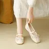 Sapatos Mary Jane Respiráveis de Malha Plana Estilo Francês para Mulheres, Verão 2026 Novos Sandálias Macias de Noite com Laço Sapatos de Malha