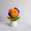 Girasol Sonriente Hecho a Mano con Lana Tejido a Crochet Transfronterizo Girasol en Maceta Día del Maestro Decoración del Hogar