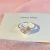 Anillo de Zirconia en Forma de Corazón Colorido Dopamina para Mujer, Diseño de Nicho, Atmosférico, Lujo Ligero, Versátil, Anillo Abierto de Amistad