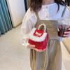 Ins Bolso Rojo Chino Nuevo para Niños Bolso de Hombro Bandolera de Princesa para Niña Bolso de Mano para Bebé Cadena Bolso Cuadrado Pequeño