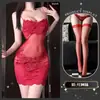 Qingshe Lingerie Sexy Puro Desejo Tentação Lingerie Provocante Alça de Renda Camisola Roupas Divertidas para Jovens Mulheres