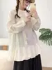 Nueva camisa babydoll de otoño dulce y juvenil con volantes sin mangas, color liso versátil holgada, venta al por mayor