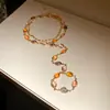Encontrando el Arcoíris~ Pulsera Anillo Integrada de Doble Capa Ovalada de Resina, Lujo Ligero y Sensación de Alta Gama, Accesorio de Mano Versátil